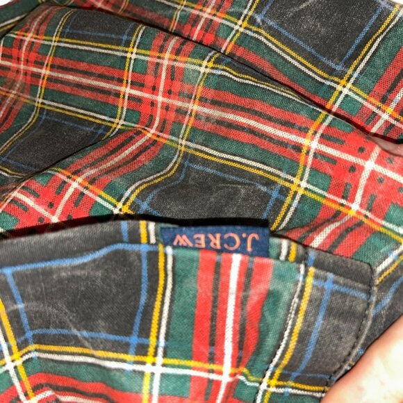 J. crew Stewart plaid print distressed look cotton tote bag HOLIDAY - Picture 3 of 6